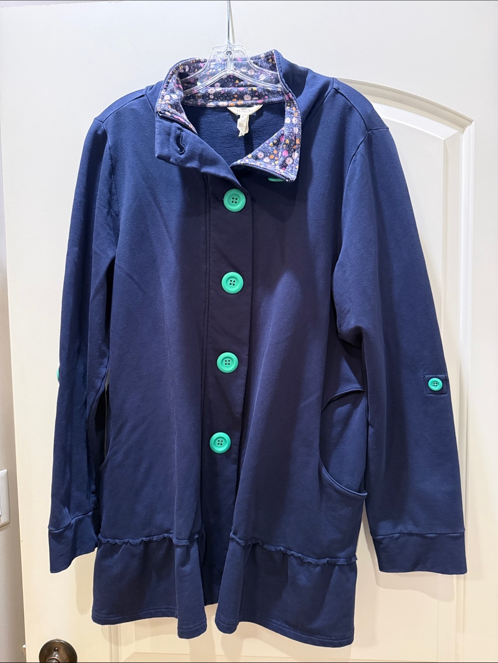 Matilda Jane Navy Floral Trim Button-Front Cardigan